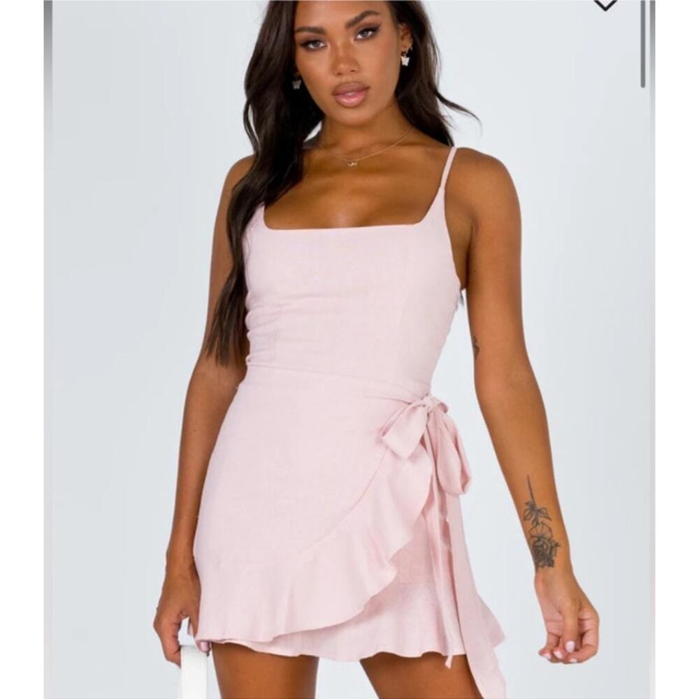 Princess Polly Blush Pink Cottage Hill Mini Wrap Dress Women's Size 6